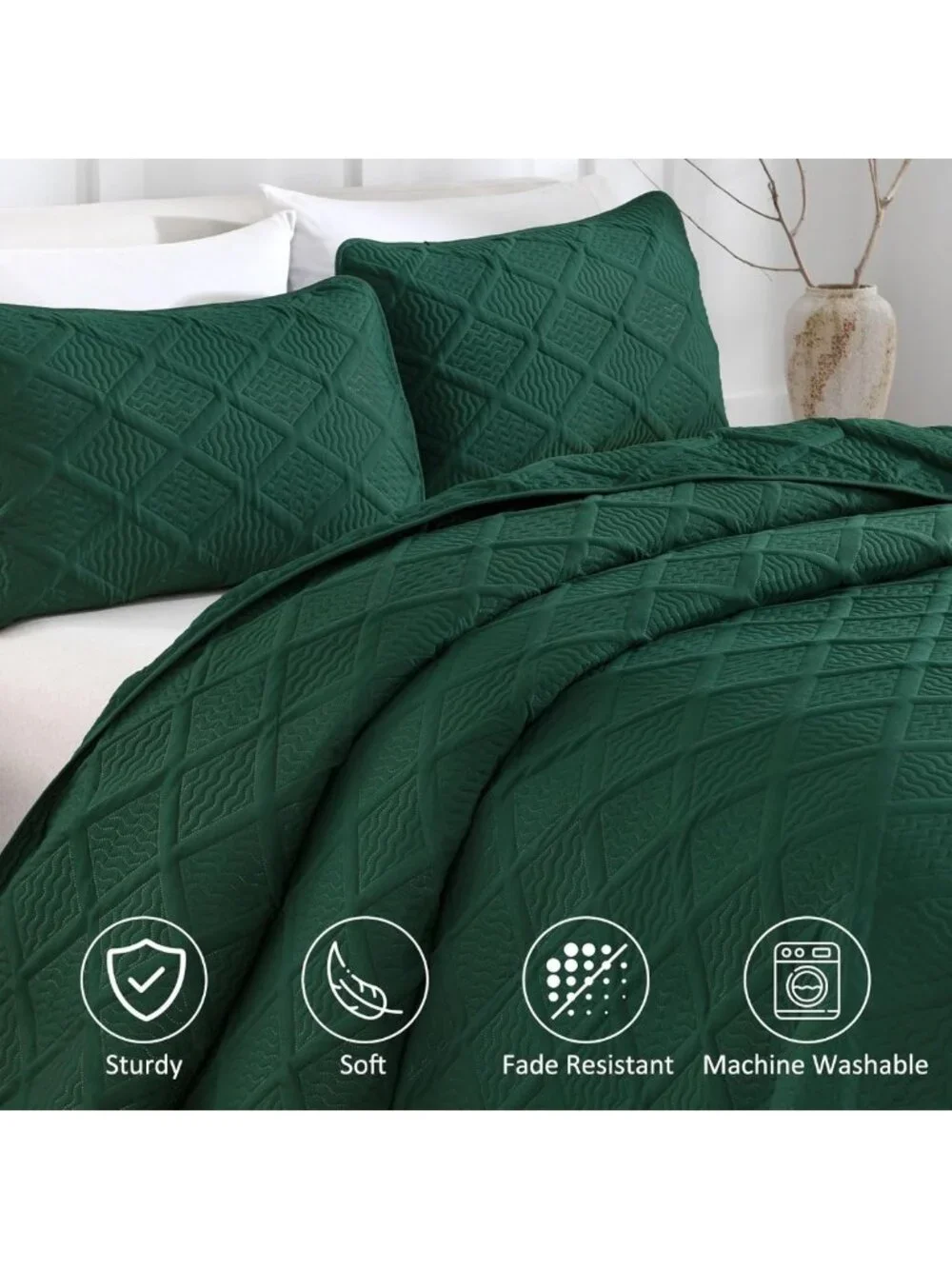 Emerald Green Oversized California King Quilt Set - Luxurious Bedspread